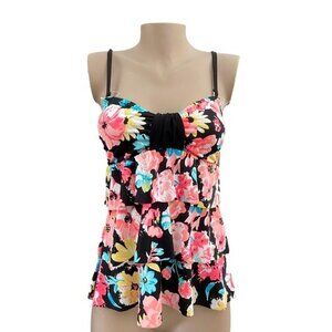 Floral Ruffle Convertible Tankini Top